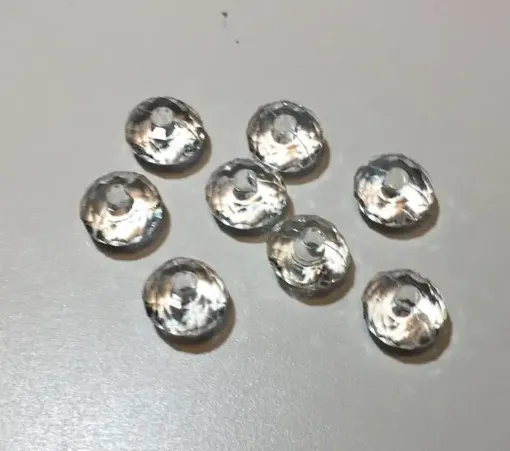Imagen de Piedra cairel boton disco facetado transparente hexagonal de 15x10mms x6 unidades