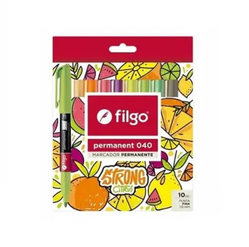 Imagen de Set de 10 marcadores FILGO permanentes 040 de punta fina de 1mm. colores Citrus