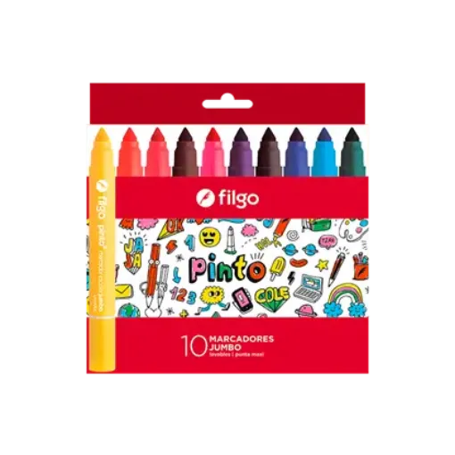 Imagen de Set de 10 marcadores FILGO lavables Pinto 2220 de punta gruesa colores Jumbo