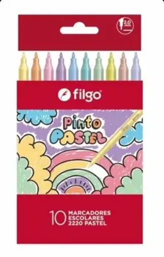 Imagen de Set de 10 marcadores FILGO lavables Pinto 2220 de punta media de 2.5mm colores Pastel