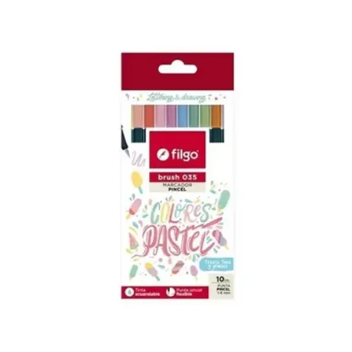 Imagen de Set de 10 marcadores punta pincel FILGO 035 Brush Pen x10 colores Pastel