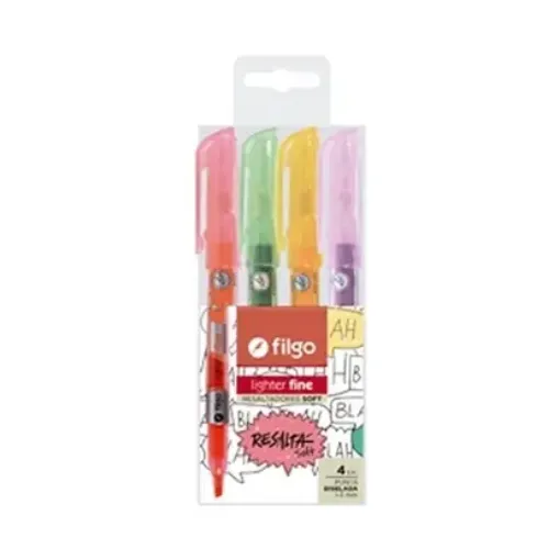 Imagen de Set de 4 marcadores resaltadores FILGO x4 colores Soft