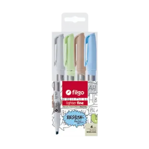 Imagen de Set de 4 marcadores resaltadores FILGO x4 colores Retro