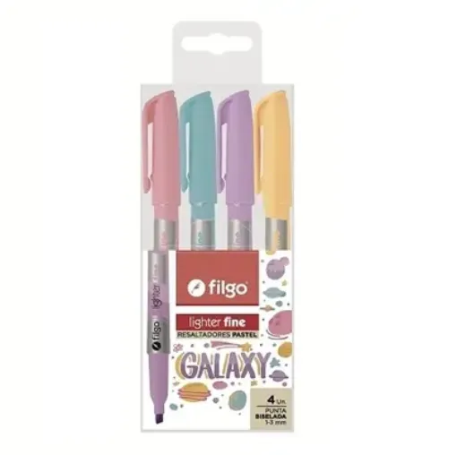 Imagen de Set de 4 marcadores resaltadores FILGO x4 colores Galaxy