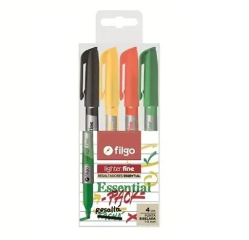 Imagen de Set de 4 marcadores resaltadores FILGO x4 colores Essential
