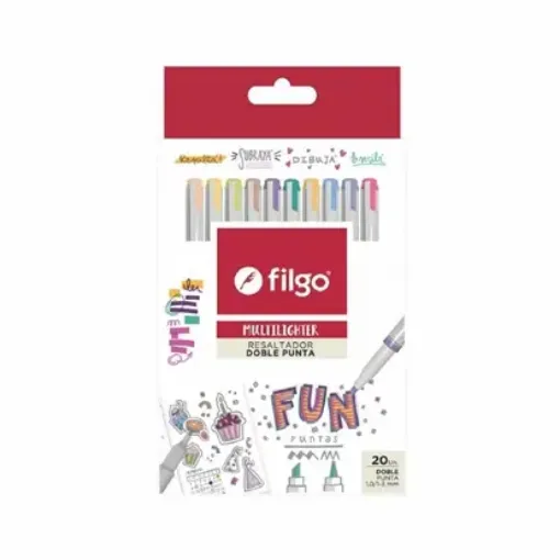 Imagen de Set de 20 marcadores resaltadores FILGO Lighter Fine 20 colores Fun creativo