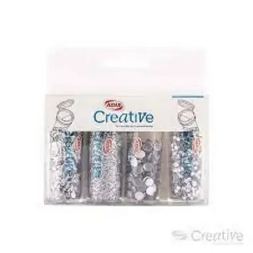 Imagen de Confeti glitter ADIX CREATIVE set de 4 frascos color Plata