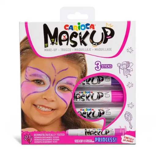 Imagen de Pintura para rostro en barra "CARIOCA" Mask Up set de 3 colores linea Princess