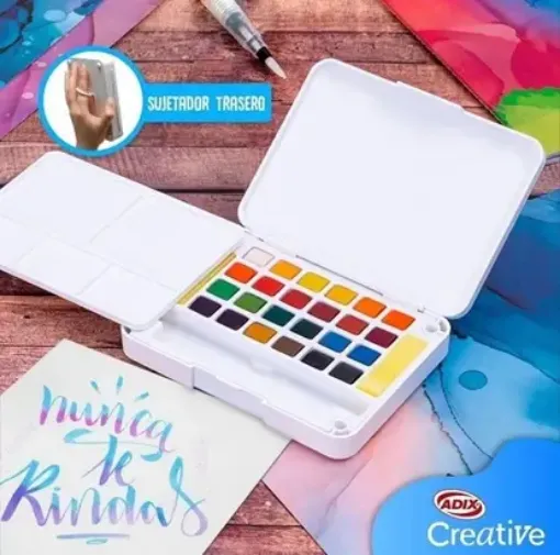Imagen de Set de 24 acuarelas CREATIVE 24 colores con pincel Aqua Brush en caja plastica