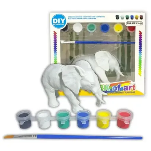Imagen de Animales para pintar en caja con pinturas y pincel 11x8cms Elefante