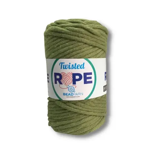 cordon grueso para macrame twisted rope bead yarn madeja 250grs 70mts aprox color verde oliva 0