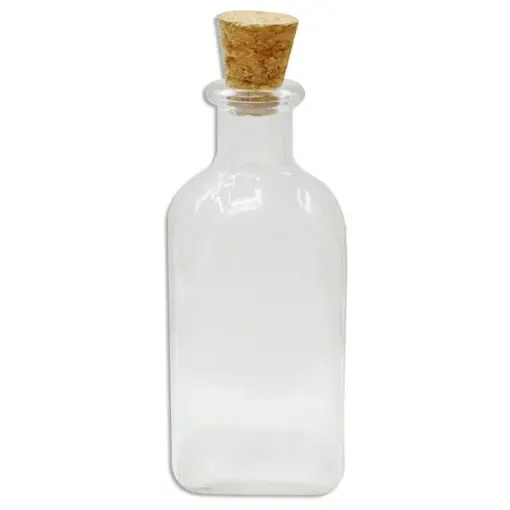 frasco vidrio botella cuadrada mediana tapon corcho 4 5 11cms 0
