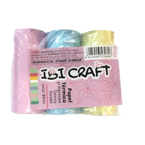 set 3 rollos papel termico colores pasteles 57mm x 4 5mts ibi craft 0