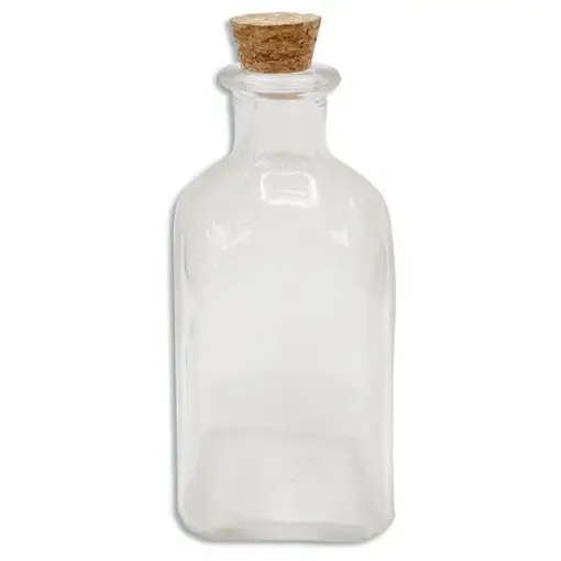 frasco vidrio botella cuadrada mediana tapon corcho 5x11cms 130ml 0