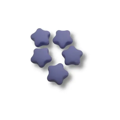 cuentas silicona agujero forma estrella 20mms x5 unidades color violeta 0