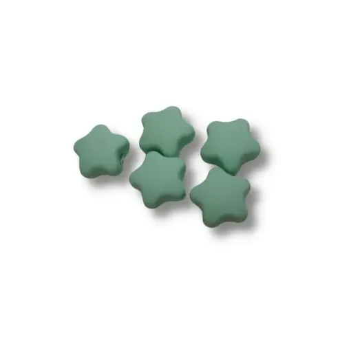 cuentas silicona agujero forma estrella 20mms x5 unidades color verde 0