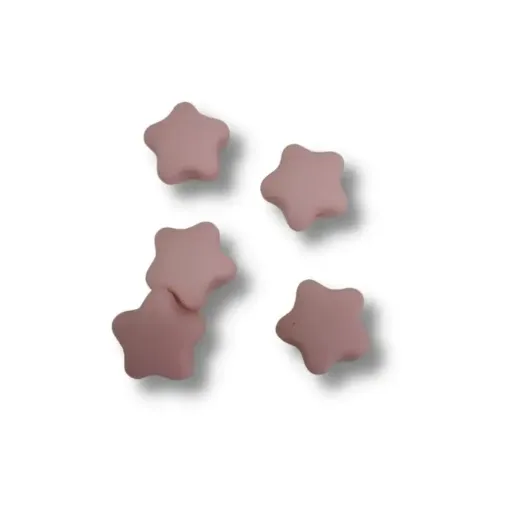 cuentas silicona agujero forma estrella 20mms x5 unidades color rosado 0