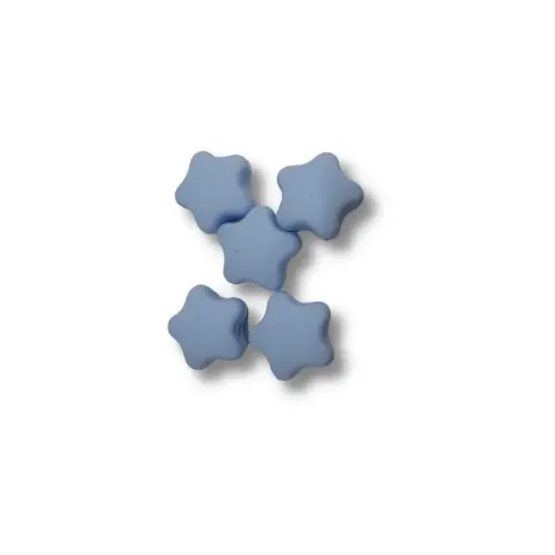 cuentas silicona agujero forma estrella 20mms x5 unidades color celeste 0