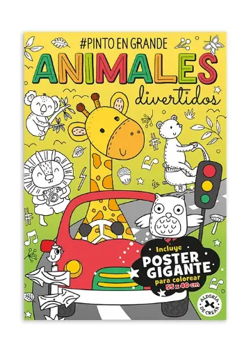 libro para colorear infantil pinto grande 24pag 40x55cm poster gigante tapa animales divertidos 0
