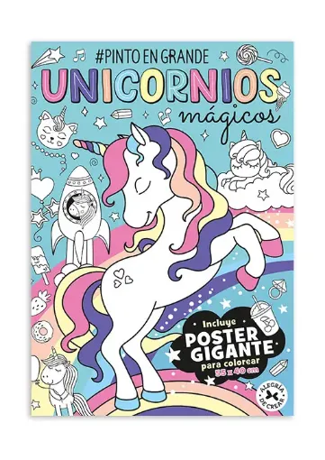 libro para colorear infantil pinto grande 24pag 40x55cm poster gigante tapa unicornios magicos 0
