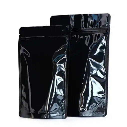 bolsa aluminio cierre hermetico zip 12x20cms color negro brillante 0