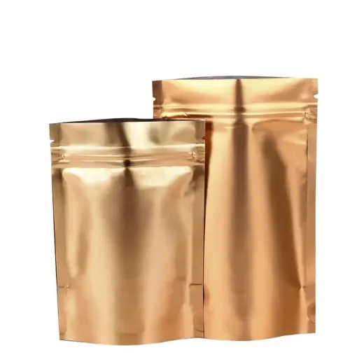 bolsa aluminio cierre hermetico zip 10x15cms color dorado mate 0