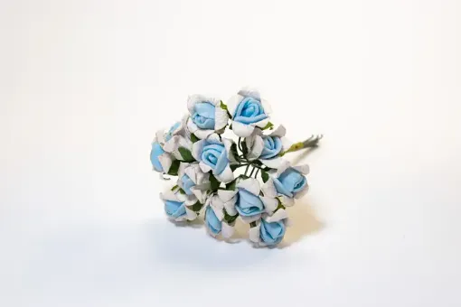 ramito flores papel x12 unidades cod 16127 color celeste blanco 0