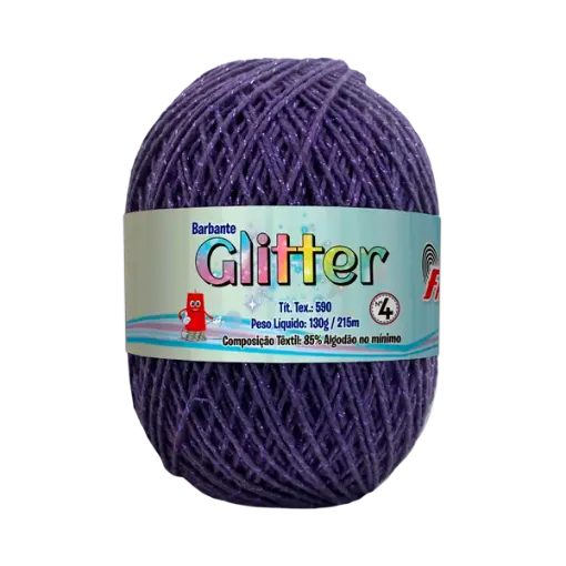 hilo algodon barbante glitter fial no 4 tex590 ovillo 130grs 215mts color 8686 violeta 0