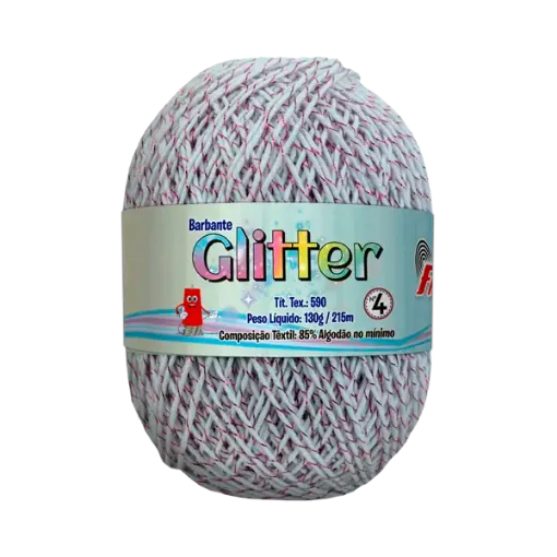 hilo algodon barbante glitter fial no 4 tex590 ovillo 130grs 215mts color 0381 blanco pink 0