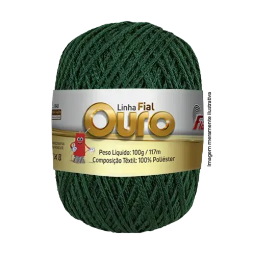 hilo 100 polyester fial ouro metalizado tex848 ovillo 100grs 117mts color 48 verde militar 0