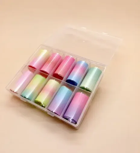 foil colores motivos degrade pastel estuche 10 tiras 4x50cms diferentes 0