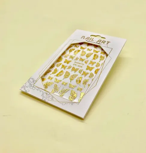 sticker adhesivo nail art 16x9cms motivos metalizados modelo butterfly zy 035 0
