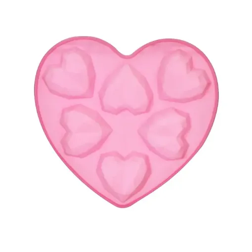 molde silicona rosado 18x20cms motivo corazones geometricos x6 0