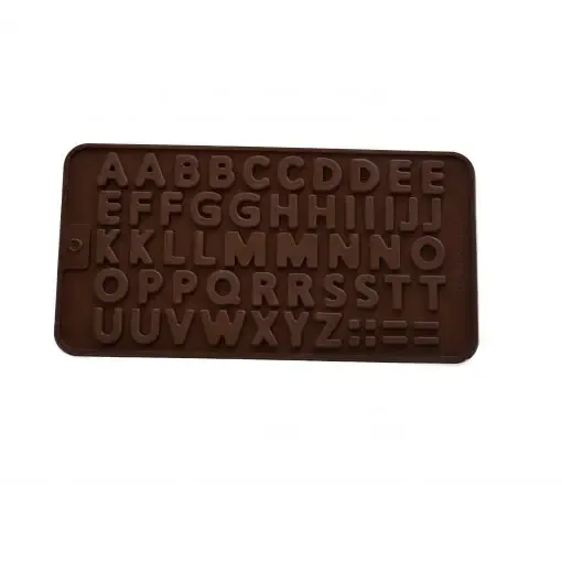 molde silicona marron 11x21cms motivo abecedario 0