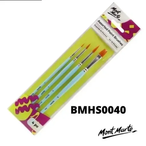 set 4 pinceles punta pelo sintetico assorted paint brushes mont marte 0