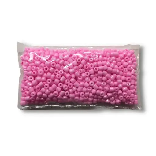 mostacillas grandes cuentas color mostacillon paquete 50grs color rosado opaco 0