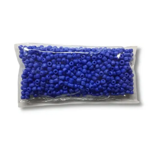mostacillas grandes cuentas color mostacillon paquete 50grs color azul opaco 0