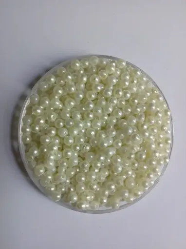 perlas agujero sueltas color blanco perlado paquete 100grs medida 4mms 0