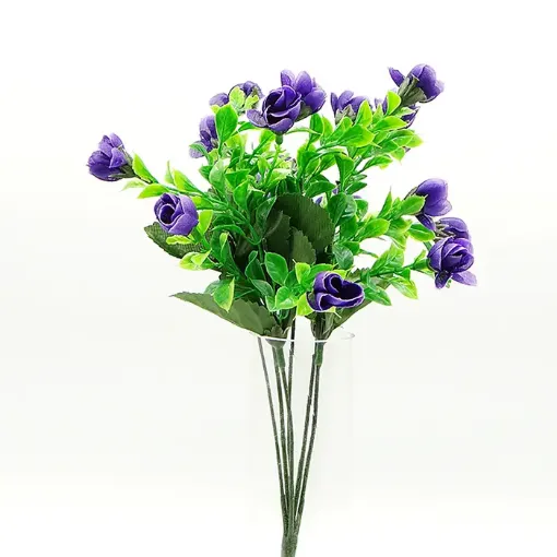 ramo flores artificiales mini pimpollo 30cms 18 flores 2cms color violeta 0