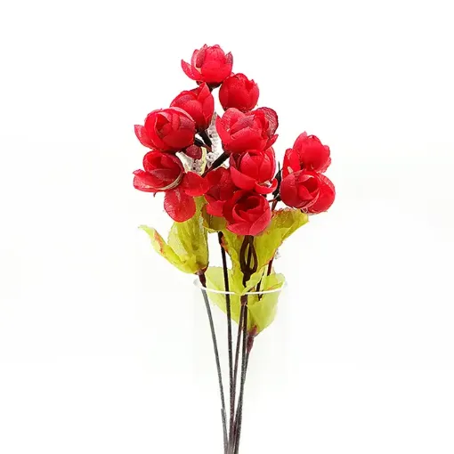 ramo flores artificiales mini pimpollito rococo nevado 30cms 15 flores color rojo 0