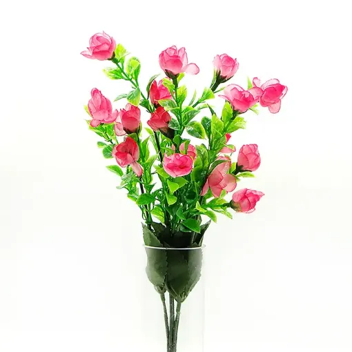 ramo flores artificiales mini pimpollo 30cms 18 flores 2cms color rosado 0