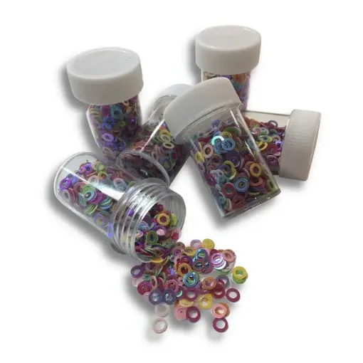 brillantina confetti forma circulo calado pote 2 5x5cms varios colores brillantes 0