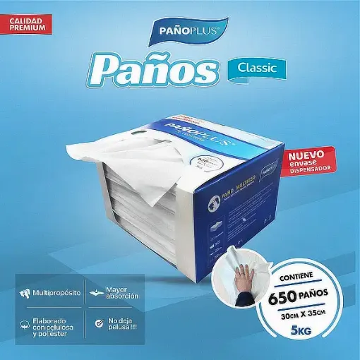pano plus classic calidad premium para limpiar fibra natural 30x35cms por 5kgs 650 unidades 0