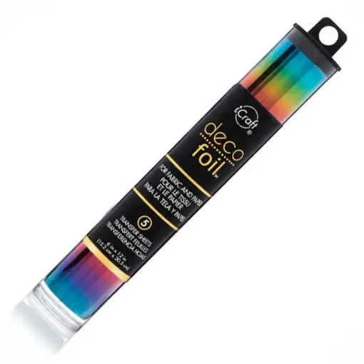 deco foil transfer icraft 15 2x30 5cms tubo 5 hojas color rainbow aocoiris 0