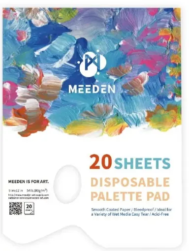 paleta papel descartable meeden para oleo acrilico acuarela x20 hojas 80grs 30x23cms 0
