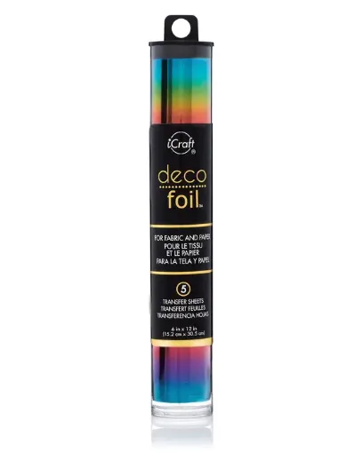 deco foil transfer icraft 15 2x30 5cms tubo 5 hojas color rainbow aocoiris 0