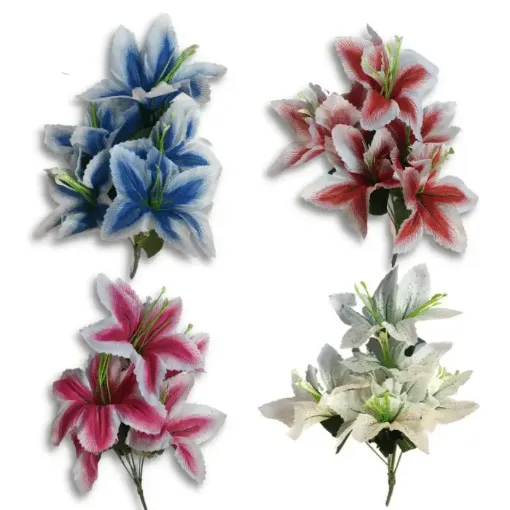 La Casa del Artesano-Ramo flores artificiales Azucenas de 34cms x6 flores  Variedad de colores