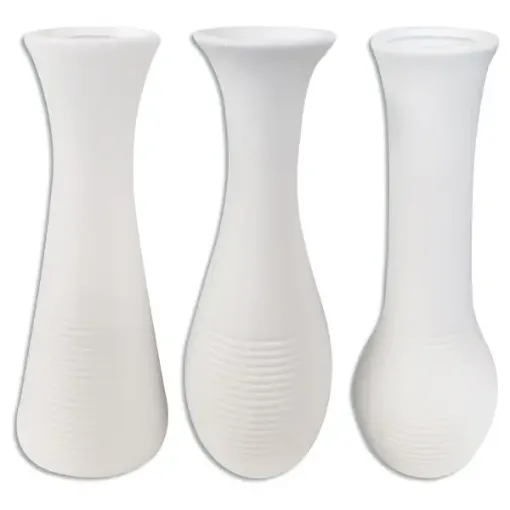 florero ceramica esmaltada blanca 29cms alto 3 modelos diferentes 0