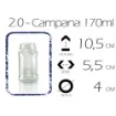 frasco vidrio campana 170ml 5 5x10 5cms sin tapa 1