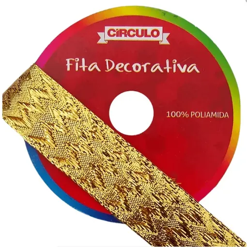 cinta satinada metalizada galon chevron 100 poliamida circulo 22mms por 10mts color oro dorado 0